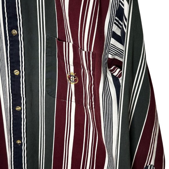 Vintage Ivy Crew 90s Stripe Button Down Shirt XL Preppy Country Western - Picture 2 of 9